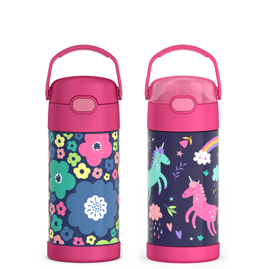 12oz FUNtainer® Water Bottles Mod Flowers & Unicorn Bundle