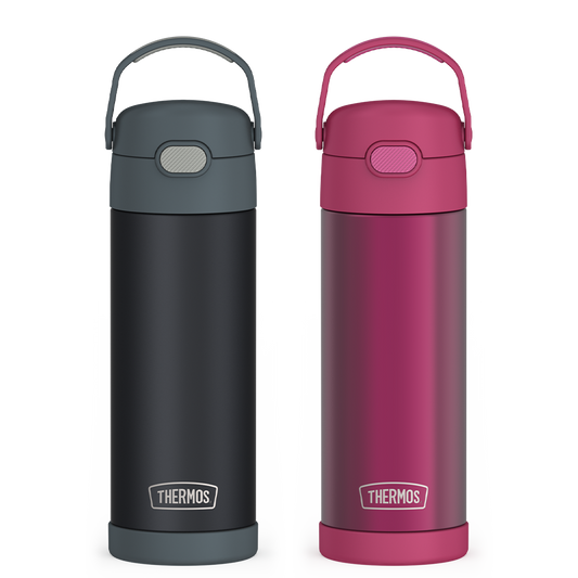 16oz FUNtainer® Water Bottles Translucent Charcoal & Rosewood Bundle