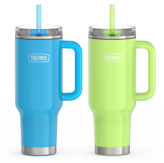 40oz Glossy Cup Holder Mug Bundle - Bright Blue & Lime